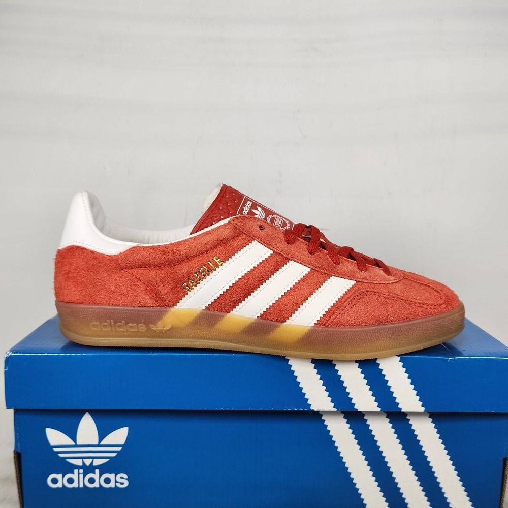Adidas Gazelle Indoor Sneakers Women Size 8 Burnt Orange White Gum Suede Shoes